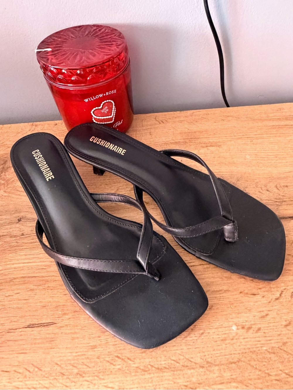 Cushionaire Black Square-Toe Strappy Heels
